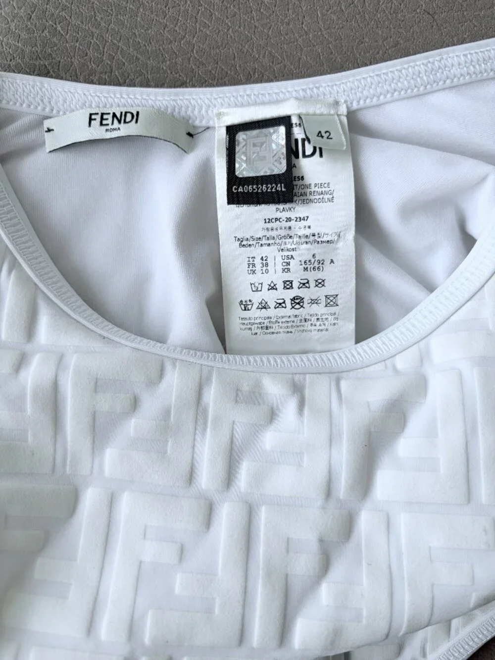Fendi FF Lycra One-Piece Swimsuit 'Milk White' SIZE 42
